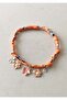 Orange Patterned Fabric Necklace with Flower Charm Detail - 2