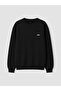Özmarka New Season Black Crew Neck Embroidered Men's Sweatshirt - 5