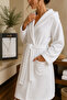 La Notte Cotton Knit Hooded Bathrobe S/M White - 5