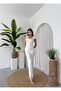 Women's White Midi Length Bow Strap Square Neck Lace Textured Dress - 4