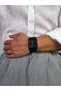 Vintage Black Dial Black Men's Wristwatch Stainless Steel Case Leather Band Durable Colorfast Genuine Leather Engraved Screw Back