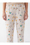 Lcw dream beige patterned women's pajama bottoms with elastic waist - 3