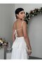 Women's White Midi Dress V-Neck Rope Strap Backless Flounce Chiffon