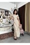 Women's Coffee Midi Dress Crew Neck Floral Pattern Balloon Sleeve A-Line - 6