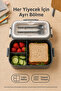 Anthracite 3-Compartment Children's Lunch Box, Spoon and Fork Included, Lockable Lid, Carrying Handle Lunch Box - 2