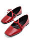 Women's Red Leather Lace-Up Ballerinas