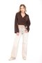 Women's Brown Double-Breasted Shirt Stylish Casual Modern Shirt - 2