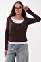 Women's Double-Layered Look Corset Blouse with Snap Detail 265078 - - 4