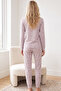 Lilac Patterned Cotton Lycra Knitted Pajama Set26241179 - 3
