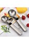 Ice cream scoop set (2 pieces), stainless steel, non-slip handle, silver. - 4