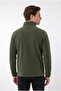 Men's Khaki Comfortable Fit Full Zipper Thick Outdoor Fleece Jacket with Front Pockets - 2