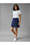 100% Cotton Corduroy Mini Navy Blue Skirt with Snap Closure