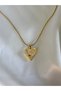 Women's Gold Color Stone Moving Heart Steel Necklace - 5