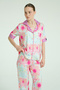 Short Sleeve 4 Piece Satin Pajama Set - Blush Bloom Muse - 7