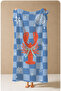 Retro Blue Plaid Lobster Pattern 70X150 Beach Towel - Digital Printed Fade-Resistant Bath Towel - 4