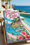 Vintage Mediterranean Paradise Days Poster Patterned 70X150 Beach Towel - Digital Printed Bath Towel - 2