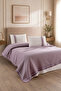 4 Piece Kopanaki Lace & Tassel Double Pique Set - 100% Cotton - 210 X230 cm - Plum