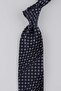 Navy Blue Small Pattern Italian Silk Pleated Tie Est236 - 3
