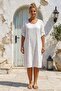 White Pool Collar 3/4 Sleeve Hidden Pocket Lined Brodelee Casual Cotton Woven Dress 105 56 - 4