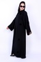 * Black Velvet Floral Patchwork Embroidered Abaya - 2