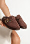 Women's Suede Orthopedic Sole Adjustable Buckle Daily Comfortable Stylish Thick Sole Troc Sabo Slippers - 4