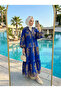Women's Ethnic Embroidery Patterned Cobalt Blue Viscose Dress - 2