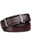 Men's Leather Belt with Adjustable Buckle (35mm Width) - Brown - 2