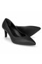 Women's Black Stiletto Heeled Shoes – Pointed Toe Textured Stylish Classic Shoes - 6