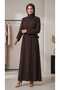 Women's Special Occasion Dress with Side Ties, Brooch, and Bead Details - 4