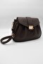 Women's Drawstring Detailed Metal Magnet and Zipper Closure Lined Crossbody Shoulder Bag