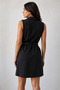 Women's Black Belted Sleeveless Shirt Dress - 2