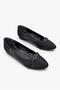 05130 Satin Comfortable Stylish Elegant Stone Buckle Detailed Women's Ballerinas