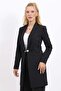 Shawl Collar Pocketed Long Jacket & Wide Leg Trousers - Black - 1004520