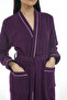 Athena Kimono Women's Mini Bathrobe Plum - Ribbed 100% Cotton - 5