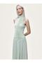DRAPELİ DİK YAKA MAXİ ELBİSE 2775 - 2
