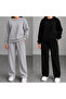 Women's Tube Neck Cycling Collar 2-Piece Pack Gray-Black Bottom/Top Track Suit Set