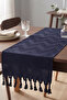 Zigzag Patterned Textured Tasseled Tablecloth Decorative Living Room and Kitchen Table Runner
