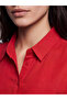 Two Mt Shop Quality Lcw Vision Red Voile Plain Standard & Regular Shirt Collar Midi Shirt Dress - 4