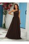 Women's One-Shoulder Strap Dress with Buckle Detail and Side Slit, Long Janjan Crepe Dress - 2