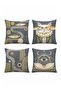 Fish and Cat Patterned 4-Piece Throw Pillow Cover Set - 3
