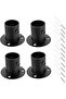 4 Pack Stainless Steel Pole Socket Flanges, Wall Mount Rod Holders with Screws for Closet, Wardrobe,