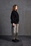 Black Shawl Detailed Oversize Sweatshirt 18162 - 6