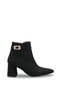 Phoebe Alma Women's Pointed Toe Heeled Boots 0012658 Black Suede - 7
