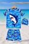 Boys' Swimwear Set – Patterned T-Shirt, Shorts and Swim Cap 3-Piece Sea Pool Set - 5