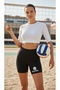 Women's Black High Waist Volleyball Ball and "Volleyball" Printed Sports Shorts / Biker Shorts