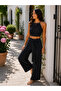 Timeless Elegance-Women's Halter Neck Crop Blouse with Tie Detail High Waist Tie Front Pants Two-Piece Set - 4