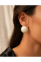Gold Cream Round Women's Earrings - 2
