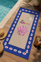Navy Blue Framed Pink Seashell La Dolce Vita Patterned 70X150 Beach Towel - Digital Printed Bath Towel - 3