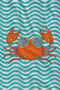 Mint Green White Wavy Striped Orange Crab Patterned 70X150 Beach Towel - Digital Printed Fade-Resistant Bath Towel - 2