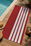 Red Cream Thick Vertical Striped 70X150 Beach Towel - Digital Printed Fade-Resistant Bath Towel - 3